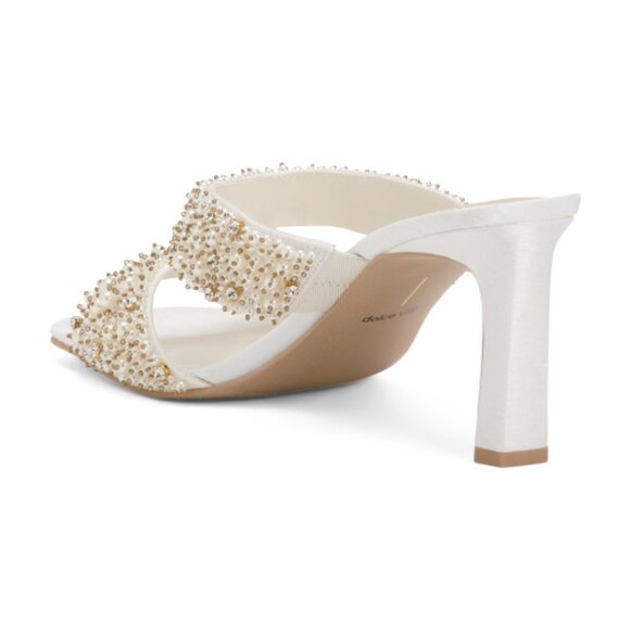 NEW DOLCE VITA Gitel Rhinestone Heeled Sandals in ivory 1225 3t7 - Picture 7 of 8